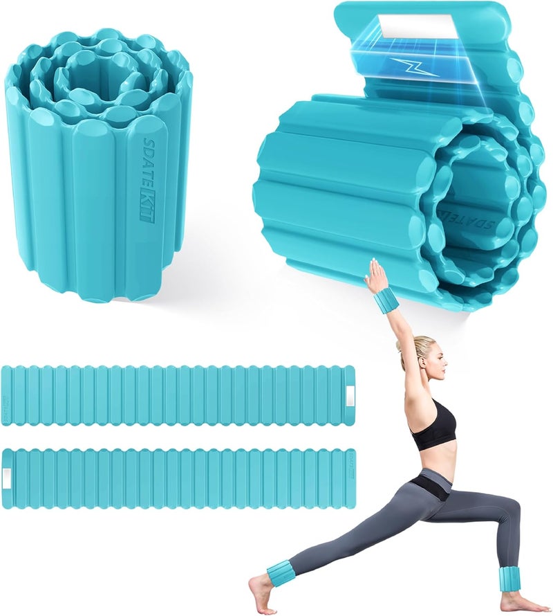 SDATEKIT Wrist and Ankle Weights for Women & Men 2 Pack (1lb Each), Adjustable Silicone Weighted Bracelet for Pilates, Gym, Yoga, Cardio & Strength Training, Bala-Style Bangles Slip-Free Design - Image 1